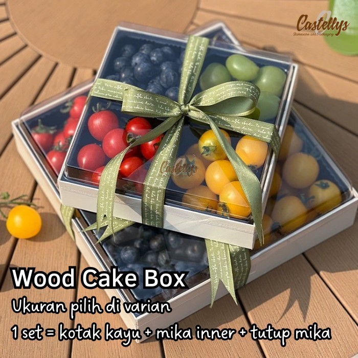 

TERMURAH Wood Cake Box Kotak Kayu Kue Sushi Pudding Buah Dessert Box Tiramisu Hampers Natal Imlek