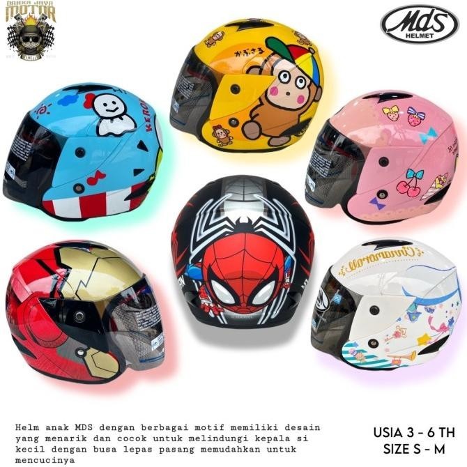 Helm mds anak R3 Jr spiderman black doff terlaris