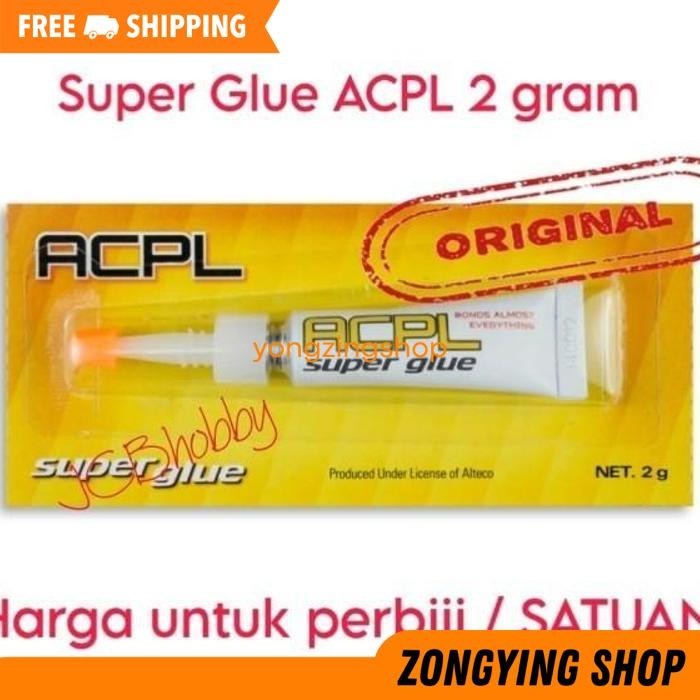 

LEM SUPER GLUE ACPL 2 GR ORIGINAL IMPORT BY ALTECO DAYA REKAT KUAT DIGUNAKAN DI METAL, PLASTIK, KAYU, PORCELAIN, KACA, KERTAS, KULIT, KARET ZONGYING SHOP TERBAIK