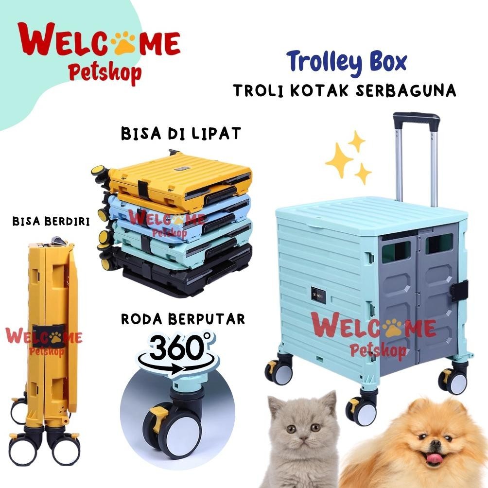 Trolley Box Anjing Kucing Ukuran Besar Troli Lipat Stroller Keranjang Belanja Sayur