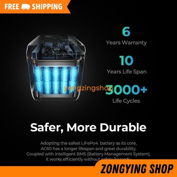 BLUETTI AC60 PORTABLE POWER STATION 600W 403WH IP65 POWERBANK BATTERY ZONGYING SHOP PRODUK PILIHAN