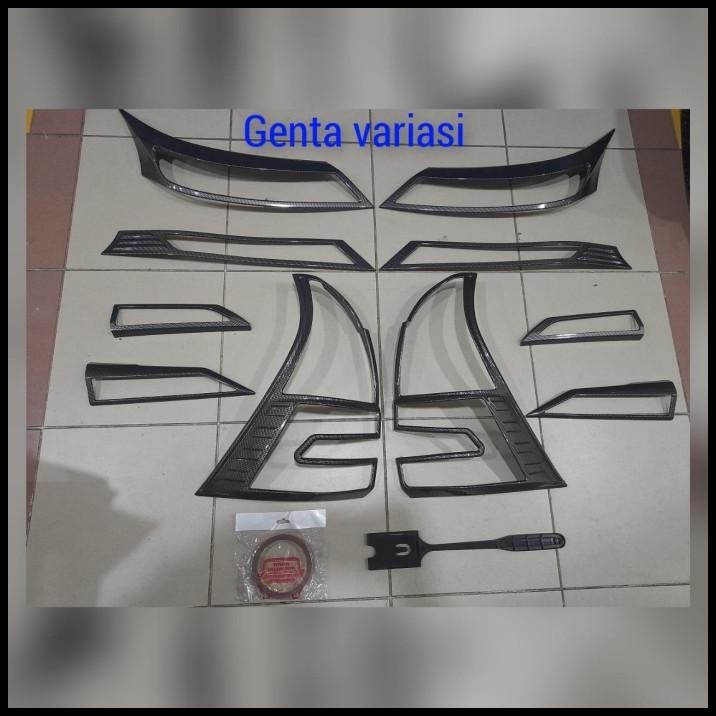 TERMURAH PAKET GARNISH DEPAN GARNISH BELAKANG TOYOTA AVANZA 2019-2021 CARBON 