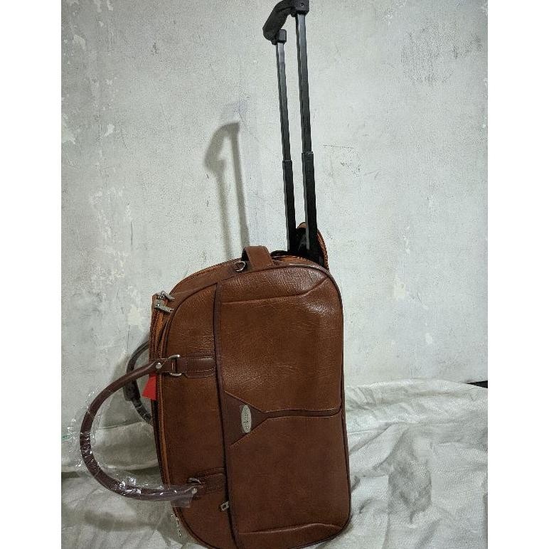 Tas Trolley Pakaian Kulit Premium Tas Travel Semi Kulit Roda Tas Baju Tas Troli Polo Classic Origina