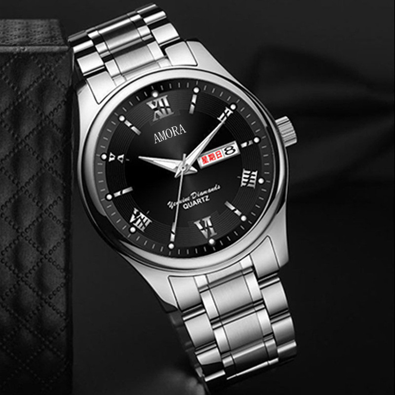 

2024Men's Watch Stainless Steel with Waterproof Calendar Business Watch