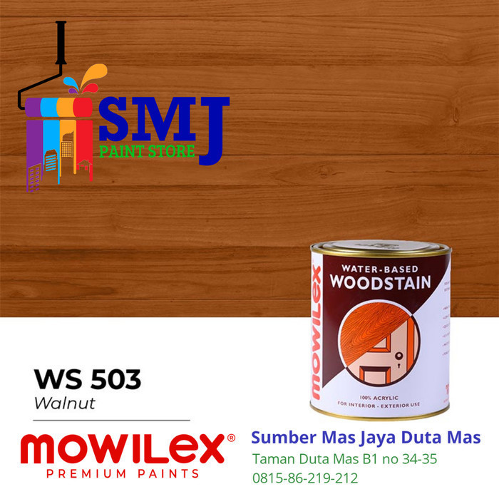 Produk Cat Woodstain Kayu MOWILEX Water Based 503 Warna Walnut 1L