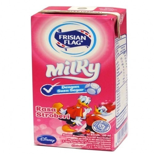S38415 FRISIAN FLAG MILKY STROBERI SUSU UHT 180ML KOTAK MAJU BERSAMA (20251203)