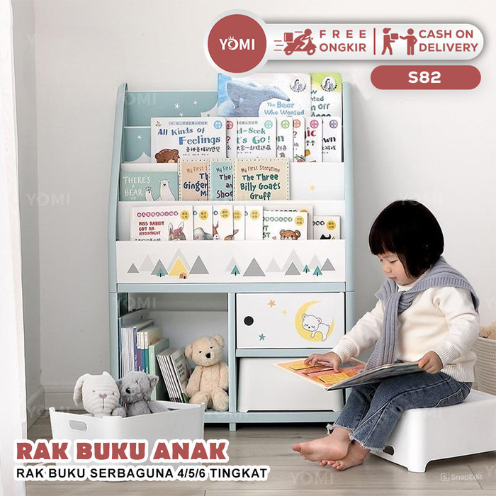 NEW YOMI - Rak Buku Anak S82 / Rak Buku Serbaguna Tempat Penyimpanan Books