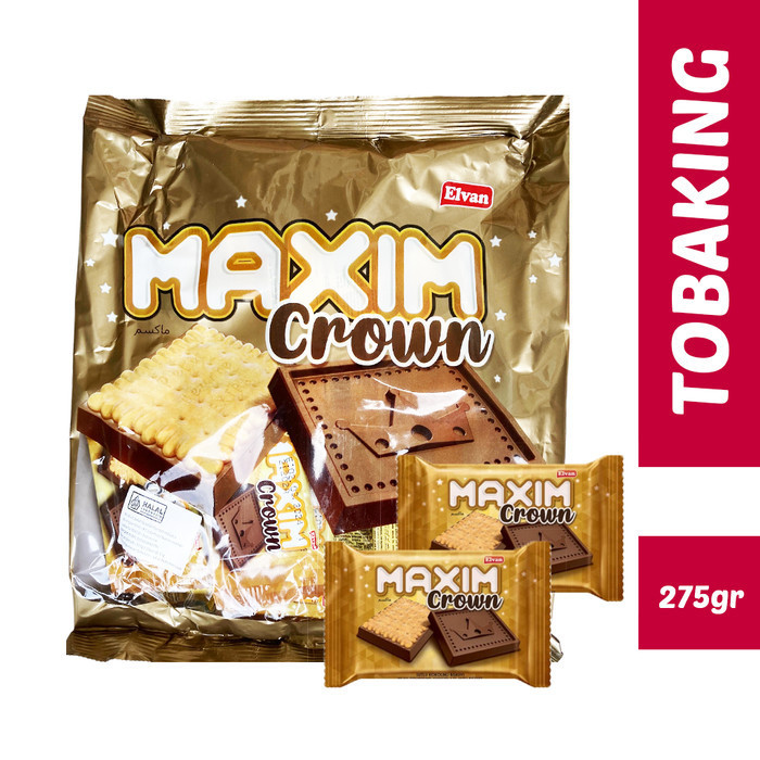 

EKSLUSIF Elvan Maxim Crown Chocolate Biscuit Biskuit Salut Coklat Isi 25 Pcs