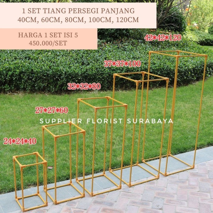 Terbaru [Ecer] Tiang Gold Dekorasi Wedding Cagak Gold Backdrop Bunga Tiang Promo Terlaris