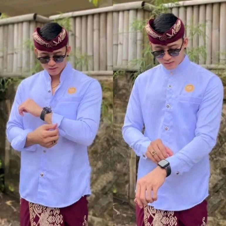 SPECIAL Yoko ongkara dewasa lengan panjang / safari ongkara dewasa pria / baju adat pria bali y-4