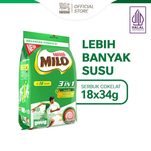 

MILO 3in1 ACTIV-GO Susu Coklat Pouch 18x34g