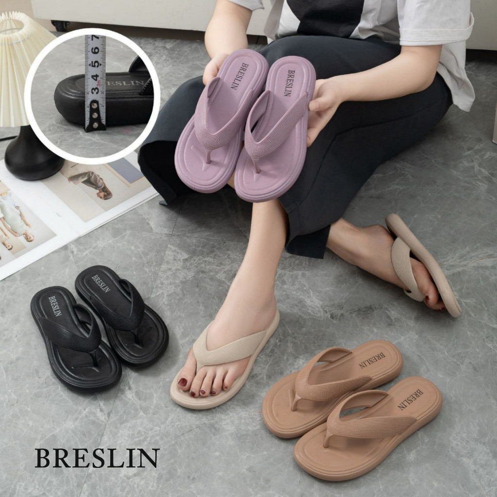 Flatshoes Kerja Nyaman // Breslin Sandal Sendal Jepit Wanita Sandal Jelly Karet Nyaman Dan Empuk