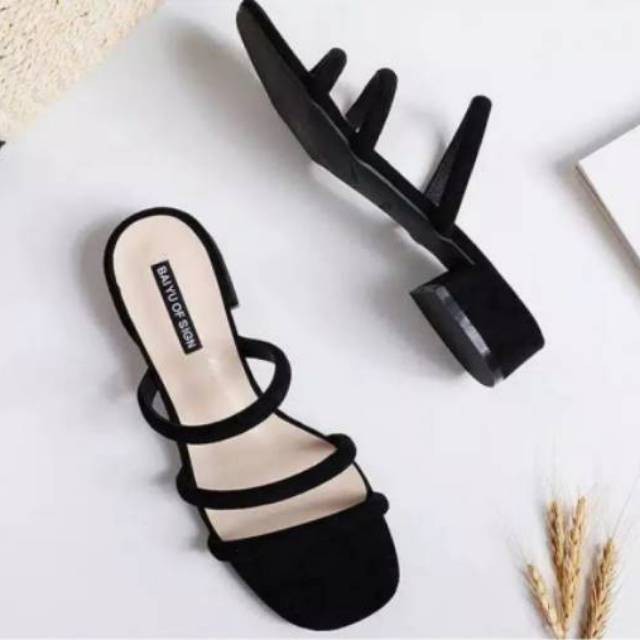 Flatshoes Kantor Formal // Sandal Heels Wanita Hak Tahu Wanita 3cm Elisabeth