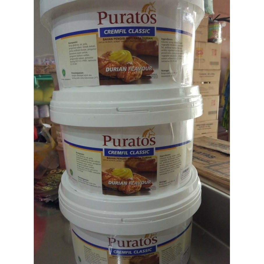 

Selai Durian Puratos Cremfill / Fillings / Topping 5 Kg