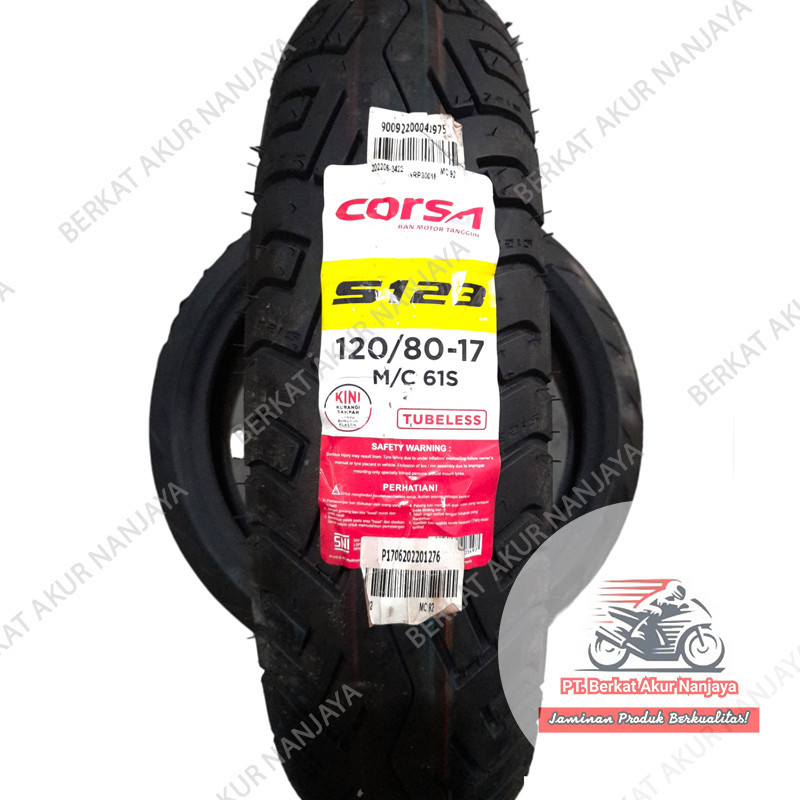 Corsa S123 120/80-17 Ban Motor Sport Tubeless BONUS Pentil