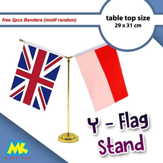 

Terlaris Y - Stand Tiang 2 Bendera Meja / Stainless Steel Flag Pole SALE
