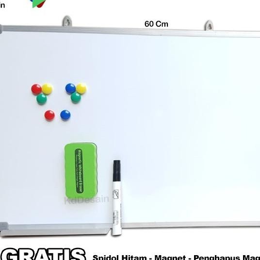 

Papan Tulis Whiteboard Magnetic Gantung 40X60 Spidol Hitam Mgnet Hapus