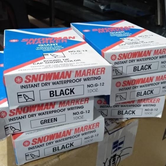 

Spidol Snowman Marker Permanen Warna Hitam Isi 12
