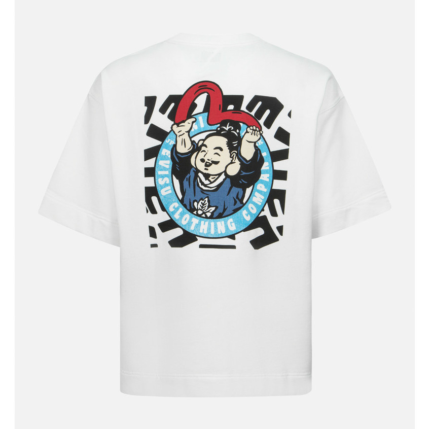 Evisu T-Shirt Playful Godhead And Seagull Print Oversized Short-Sleeve Tee