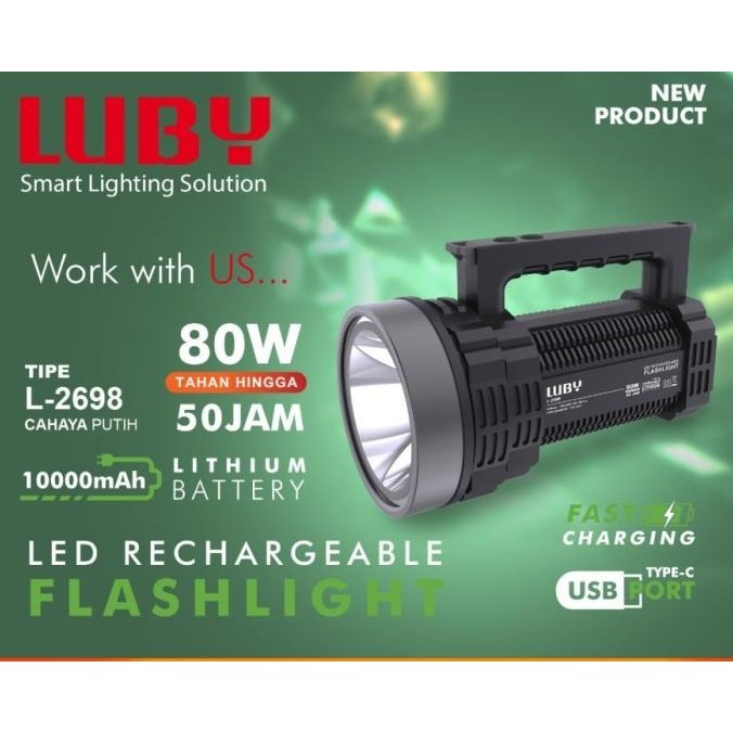 Hits Senter Besar 80Watt / Senter Tangan Luby L2698 / L-2698 / Senter