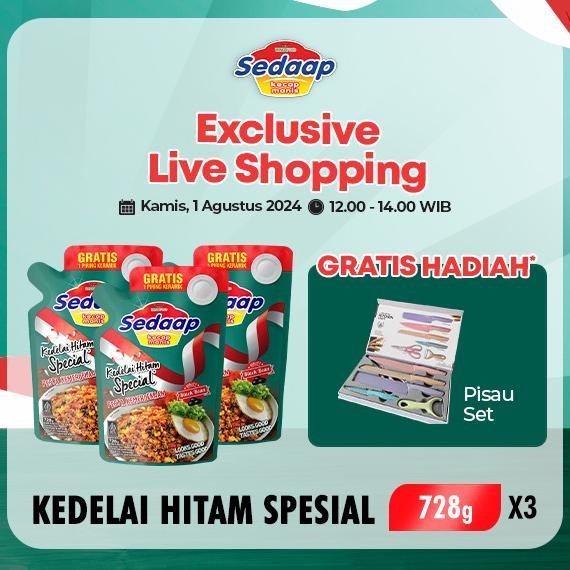 

Sedaap Kecap Manis Kedelai Hitam Spesial 728 gr x 3 pcs Free Knife Set