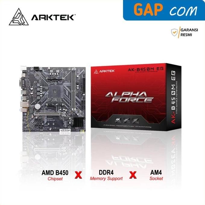 MOTHERBOARD ARKTEK ALPHA FORCE AK-B450M EG (AM4, AMD B450, DDR4, M.2 NVME) 2807T