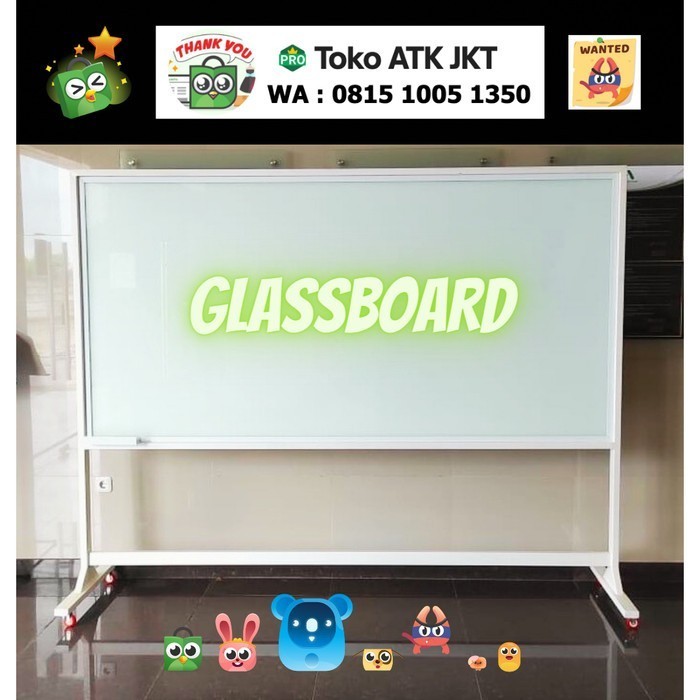 

Glassboard Standing Non Magnetic Papan Tulis Kaca Whiteboard Custom