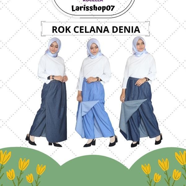 Rocella Rok Celana Denia Denim Tebal Rok Celana Jeans Rok Denim Celana