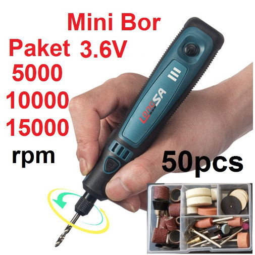 Original Bonkyo Mini Grinder Set Cordless 3.6V Mini Drill Tuner Mesin Ukir Poles 3 Kecepatan 50