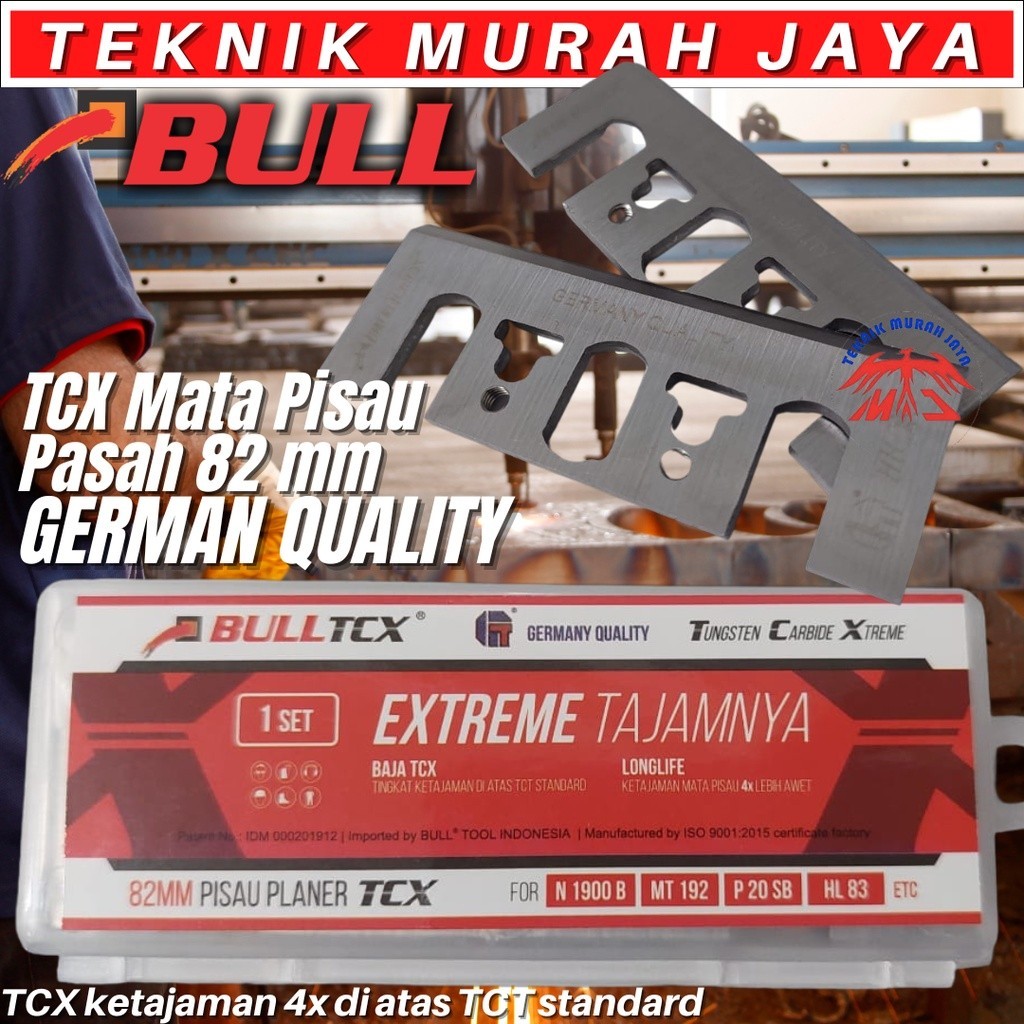 Original Bull Tcx Mata Pisau Mesin Pasah 82 Mm Ketam Serut Sugu Planer Kayu