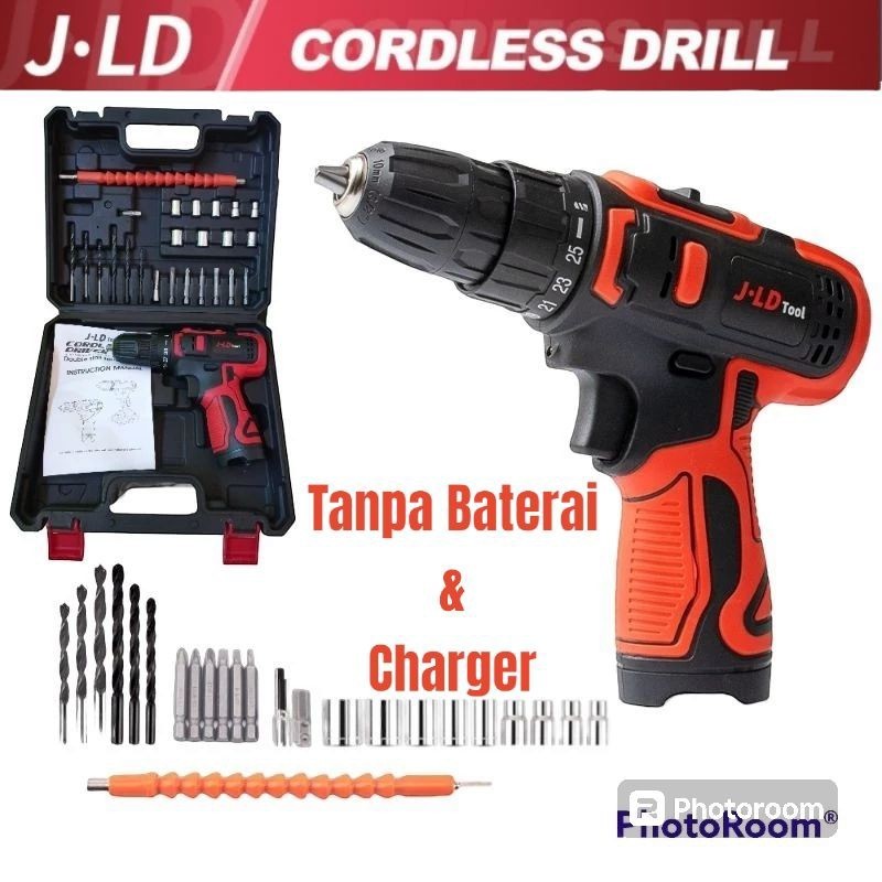 Original Jld 12V Mesin Bor Baterai Bor Jld Merah 12 Volt Tanpa Baterai & Cas- Bor Listrik Koper Sett