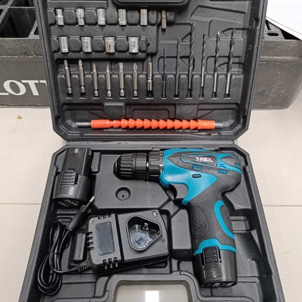 Original 100%(Ori) Yukido 12V Mesin Bor Cordless Bor Listrik 2 Baterai Set - 12V 2 Baterai Bor