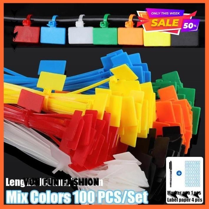 

100PCS KABEL TIES MARKER WARNA WARNI CABLE TIE LABEL LAN MAKER MARKER NAME TAG LABEL PENGIKAT CABLE LABEL MARKER DIJAMIN GRATIS ONGKIR BY VUNFUNFASHION