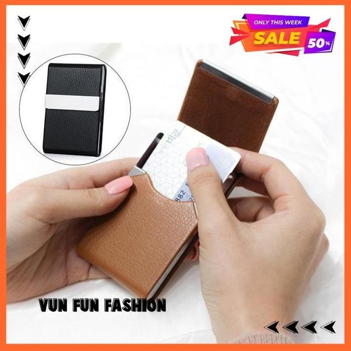 

NAME CARD HOLDER / TEMPAT KARTU NAMA STAINLESSS KULIT DOMPET KARTU DEBIT KREDIT BEST SELLER BY VUNFUNFASHION