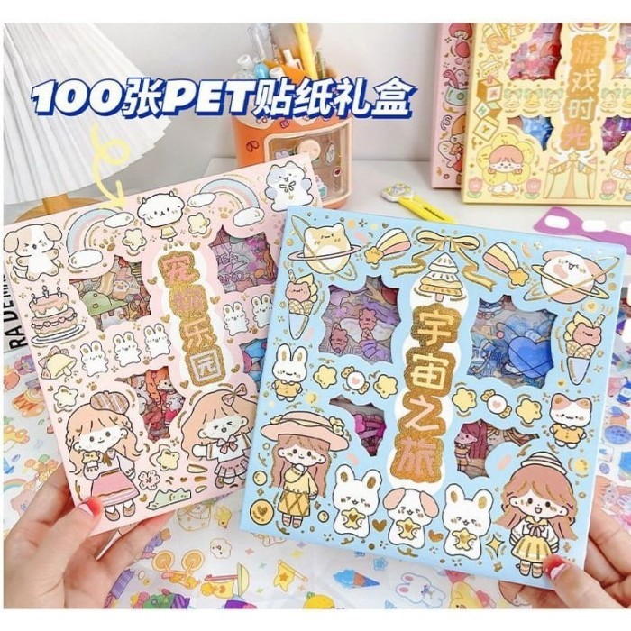 

Ready 100 Lembar 1Box Sticker Motif Kartun Kawaii Sticker Lucu Scrapbook Diy