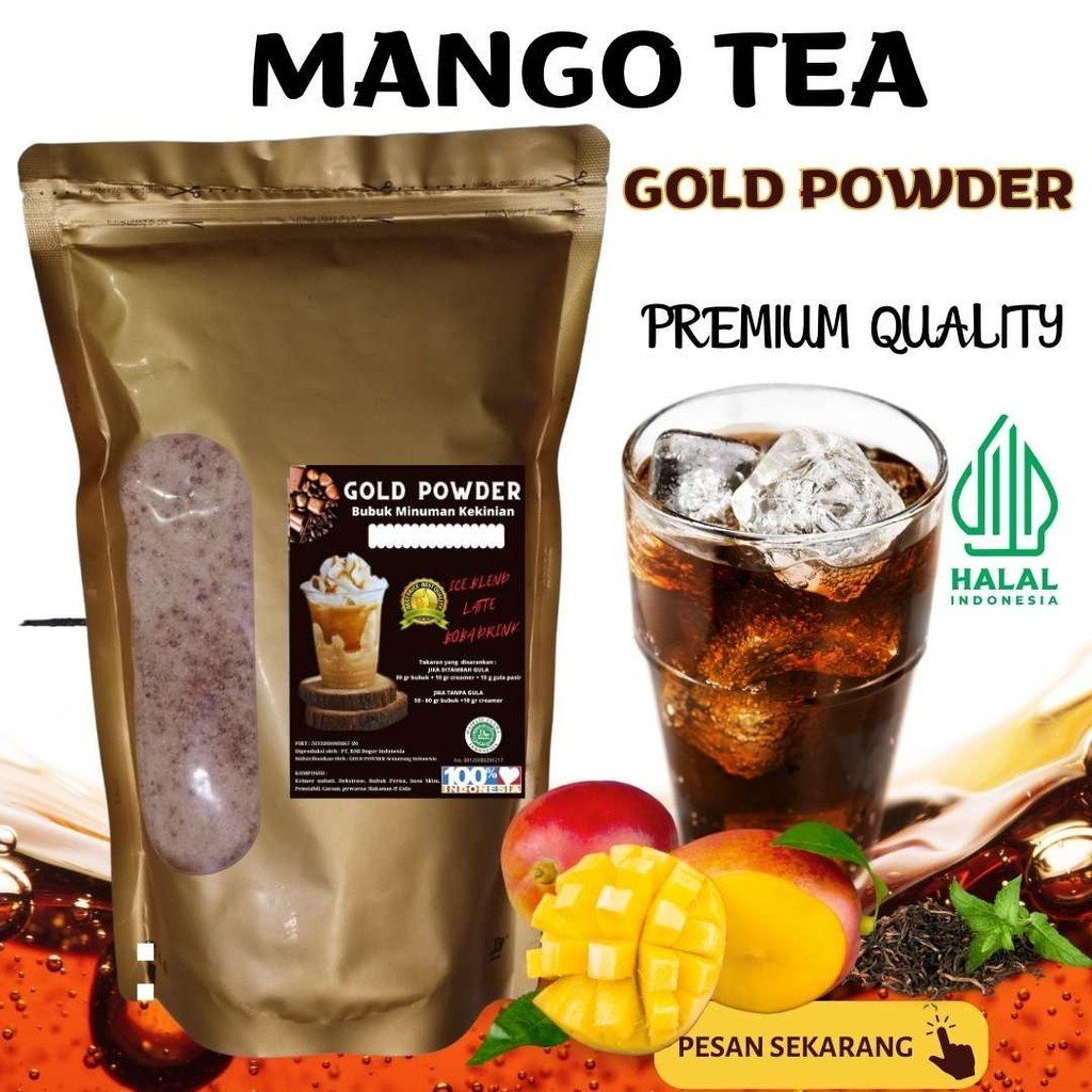 

1 Kg Gold Powder MANGO TEA | Bubuk Minuman Instan Rasa TEH MANGGA | Powder Drink | Es Teh