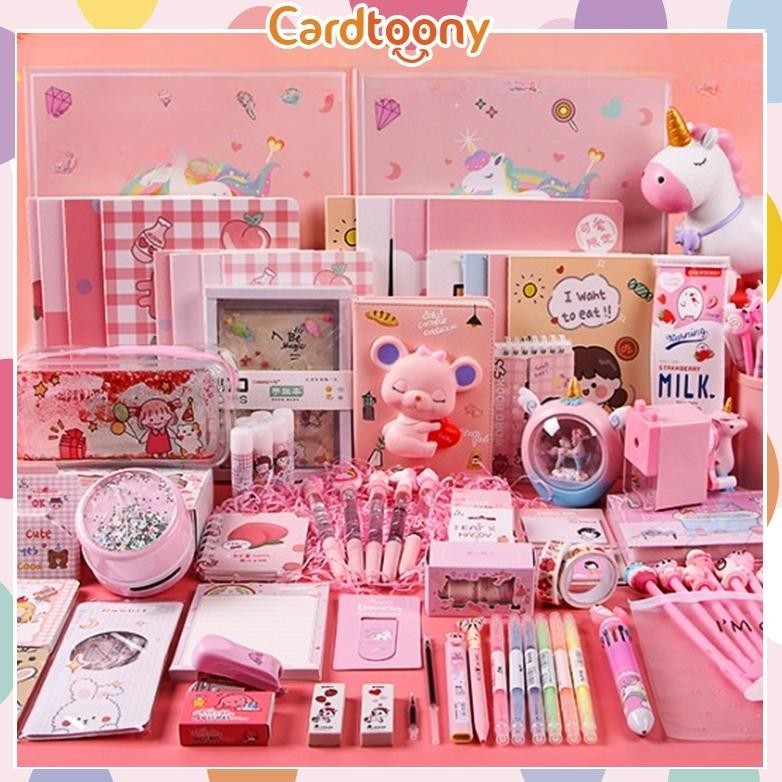 

qw-7 Paket Alat Tulis Kiloan Pulpen Stiker Memo Tempel Penghapus Pensil Buku Penggaris Rautan Stationery Gunting Stapler Stationery Set Viral