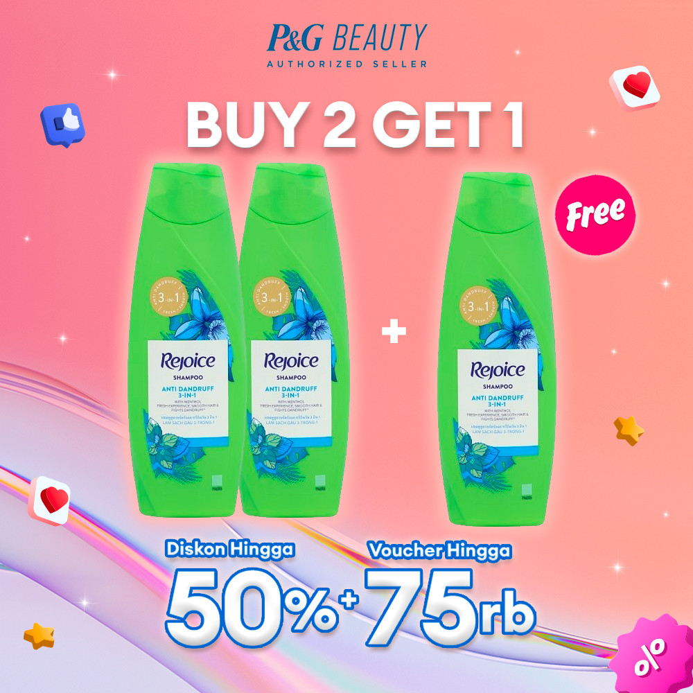 Rejoice Shampoo Anti Dandruff 3 in 1 - 340ml - Paket Isi 3 [P&G]
