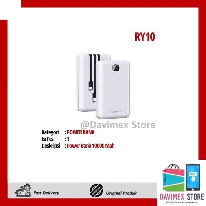 [ORI] FOOMEE RY10 Power Bank 10000 Mah Power Bank
