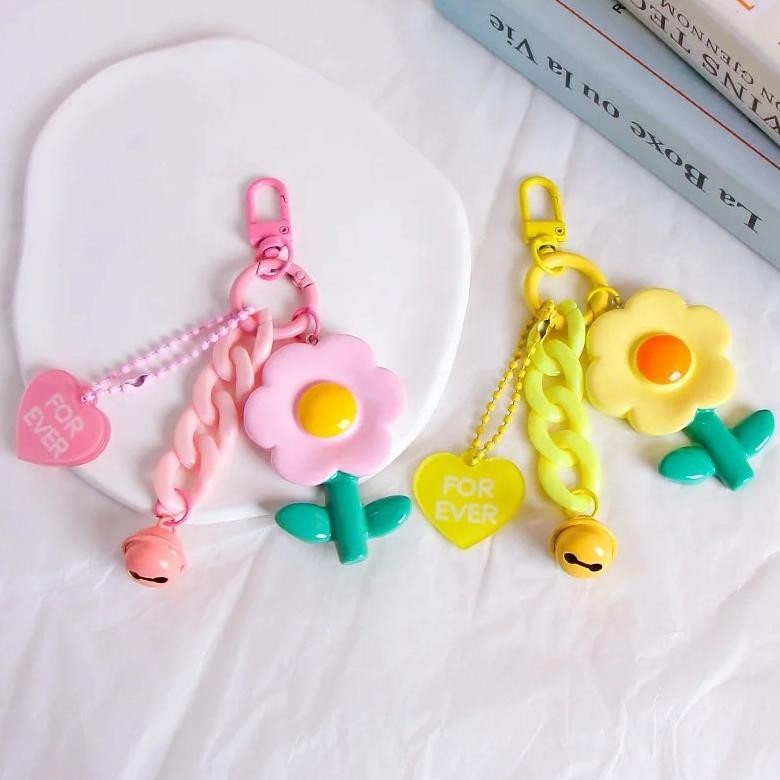 df-8 jumbo gantungan kunci bunga lonceng rantai lucu daisy flower keychain Sale