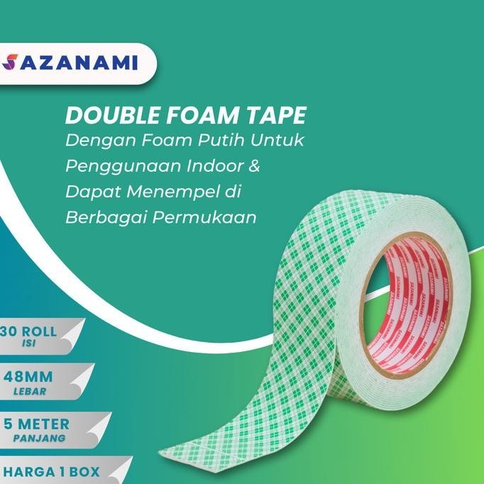 

Diskon 1 BOX DOUBLE TAPE FOAM 48MM X 5M BUSA PUTIH 2" INCH SAZANAMI 30 ROLL saz4 Murah