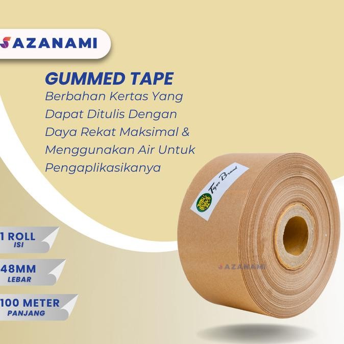 

Murah Lakban Air 2" Inch x 100M Gummed paper craft Tape Tiger Kraft 1 ROLL saz4 Berkualitas