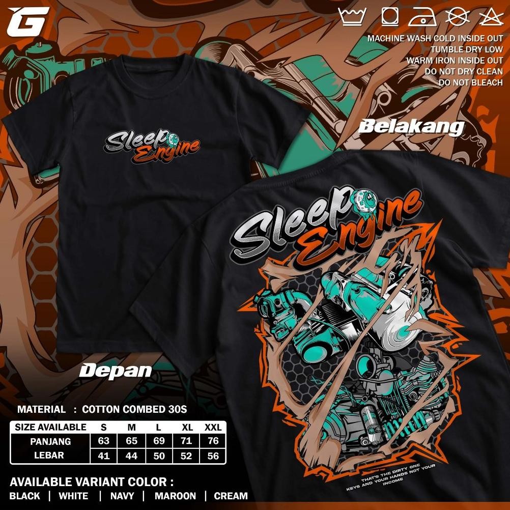 Limited Kaos Racing Sleep Engine Baju Distro Motor Drag Balap Herex Mesin Knalpot Rangka Jupiter Z F