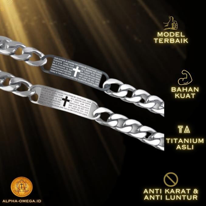 

Gelang Salib Doa Bapa Kami Titanium | Aksesoris Rohani Kristen Katolik