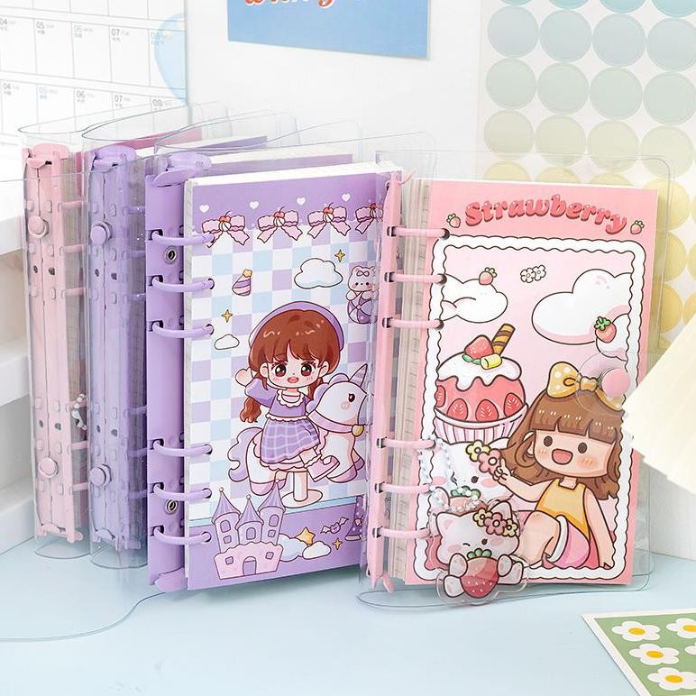 

qw-7 Buku Binder A6 Aqiao Snackshop Diary Book Journaling 6 Ring Gantungan Acrylic Sale