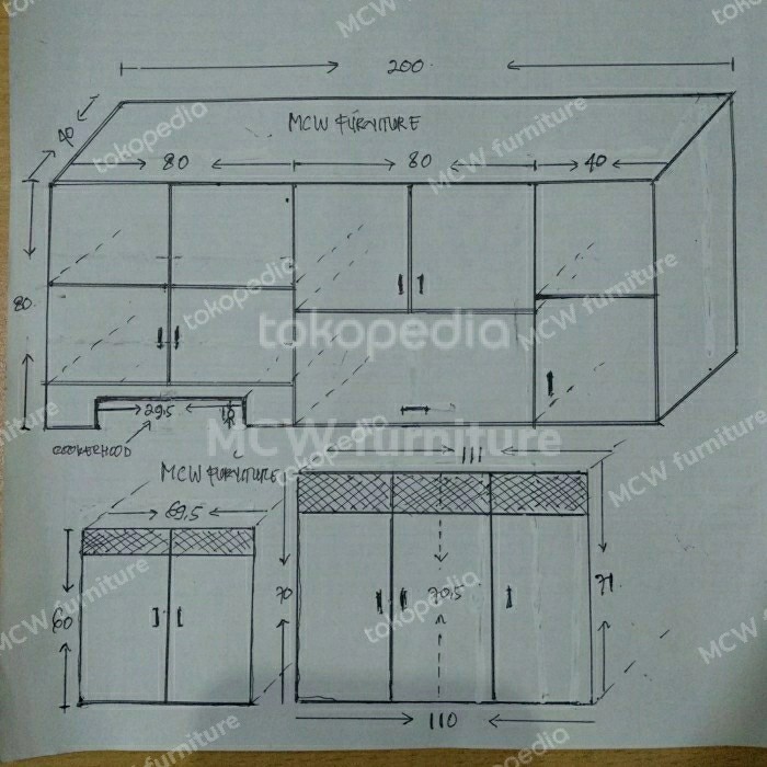 LEMARI DAPUR GANTUNG/KITCHEN SET ALUMINIUM+PINTU DAPUR CORRAN.