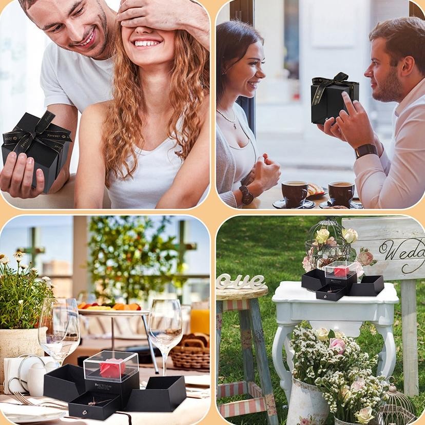 

ukd- Eternal Rose Gift Box / Kotak Perhiasan Kado Kalung Cincin Lamaran Mawar /Gift Box Mawar Visual Experience Original