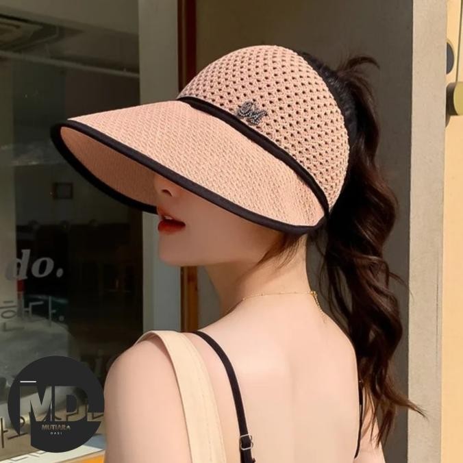Topi Lebar Rajut Wanita Gulung Praktis Topi Olahraga Outdoor Anti Uv Topi Golf Topi Pantai Topi Leba