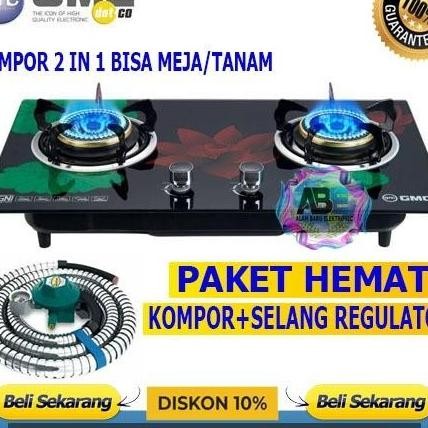 [BERKAH] KOMPOR TANAM 2 TUNGKU / KOMPOR GAS KACA TANAM 2 TUNGKU GMC 261 FULL BURNER ANTI PECAH PROMO
