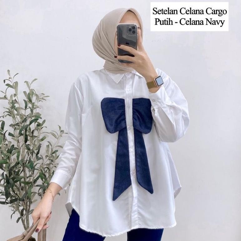 Setelan Celana Wanita Setelan Cargo Setcel Wanita Pita Lovita Crinkle Airflow Standar Dan Jumbo Xxl 